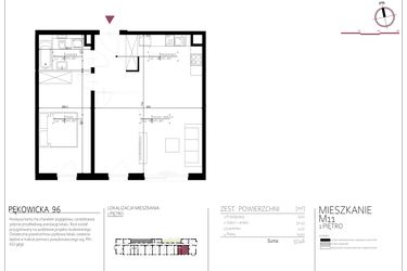 Rzut - Mieszkanie na sprzedaż 2 pokoje o powierzchni 57,46 m² - numer 11 w Pękowicka 96