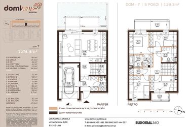 Rzut - Dom na sprzedaż 5 pokoi o powierzchni 129,3 m² - numer 7 w Domkove Widzew etap 2