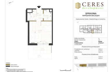 Rzut - Mieszkanie na sprzedaż 1 pokój o powierzchni 27,52 m² - numer A10 w Osiedle Sprawna