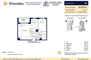Rzut - Mieszkanie na sprzedaż 2 pokoje o powierzchni 54,19 m² - numer B2_2M04 w Kaskada Jasień - etap II