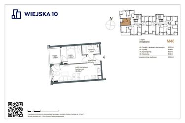 Rzut - Mieszkanie na sprzedaż 2 pokoje o powierzchni 36,94 m² - numer 48 w Wiejska 10