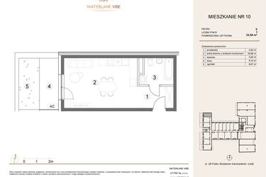 Rzut - Mieszkanie na sprzedaż 1 pokój o powierzchni 32,54 m² - numer 10 w Waterlane Vibe
