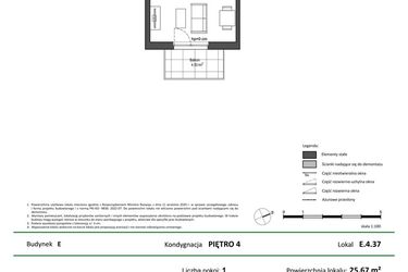 Rzut - Mieszkanie na sprzedaż 1 pokój o powierzchni 25,67 m² - numer E.4.37 w Nowy Świat Ostoja etap II - EFG