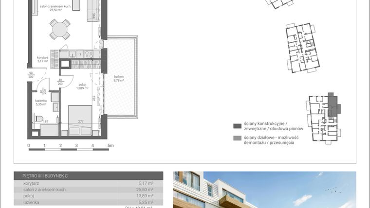 Rzut - Mieszkanie na sprzedaż 2 pokoje o powierzchni 49,91 m² - numer C.M17 w Matemblevo