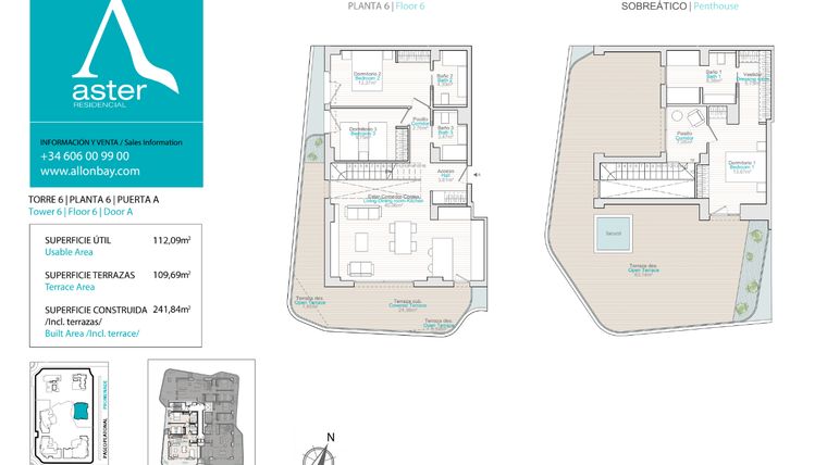 Rzut - Mieszkanie na sprzedaż 3 pokoje o powierzchni 112 m² - numer 6A w Allonbay - Aster