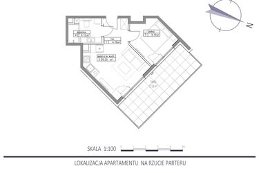 Rzut - Mieszkanie na sprzedaż 2 pokoje o powierzchni 33,61 m² - numer E8 w Apartamenty na Klifie bud. D, E i F