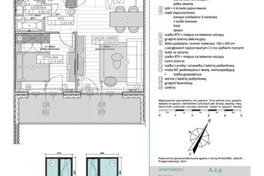 Rzut - Mieszkanie na sprzedaż 2 pokoje o powierzchni 48,99 m² - numer A.2.9 w Remedium