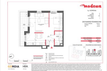 Rzut - Mieszkanie na sprzedaż 1 pokój o powierzchni 53,17 m² - numer A.075 w Modena II