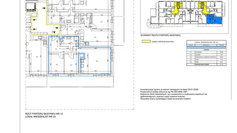 Rzut - Mieszkanie na sprzedaż 3 pokoje o powierzchni 61,22 m² - numer B03 w Lwowska 14