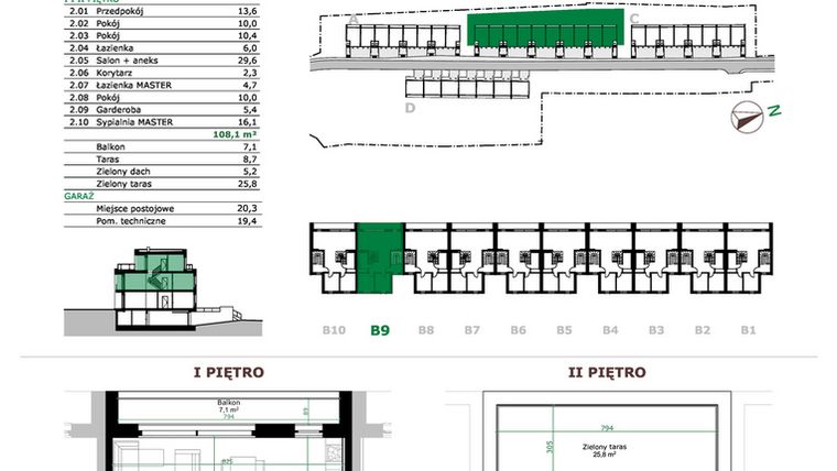 Rzut - Mieszkanie na sprzedaż 5 pokoi o powierzchni 108,1 m² - numer B9.2 w Dębowe Zacisze