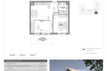 Rzut - Mieszkanie na sprzedaż 2 pokoje o powierzchni 43,19 m² - numer M-25 w Osiedle Radosne II