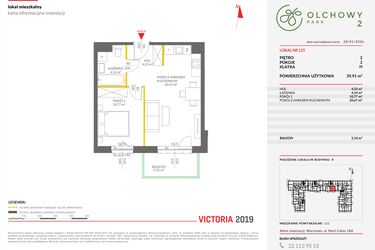 Rzut - Mieszkanie na sprzedaż 2 pokoje o powierzchni 39,83 m² - numer A.125 w Olchowy Park II