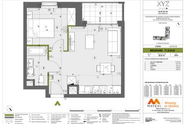 Rzut - Mieszkanie na sprzedaż 2 pokoje o powierzchni 35,47 m² - numer F1.B.04.02 w XYZ Place