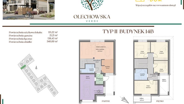 Rzut - Dom na sprzedaż 5 pokoi o powierzchni 136,43 m² - numer 14B w Olechowska Verde