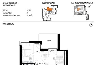Rzut - Mieszkanie na sprzedaż 2 pokoje o powierzchni 47,9 m² - numer 22J/10 w NATURAMA II
