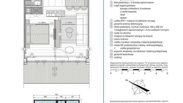 Rzut - Mieszkanie na sprzedaż 1 pokój o powierzchni 42,5 m² - numer A.1.5 w Remedium