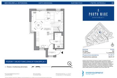 Rzut - Mieszkanie na sprzedaż 2 pokoje o powierzchni 60,91 m² - numer PUCK M2 w Porto Mare