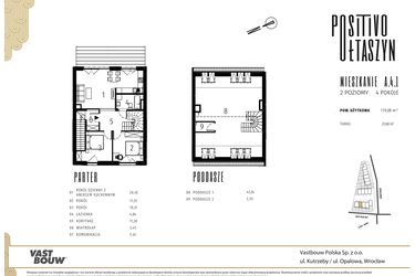 Rzut - Mieszkanie na sprzedaż 5 pokoi o powierzchni 119,08 m² - numer A.4.1 w Positivo Ołtaszyn