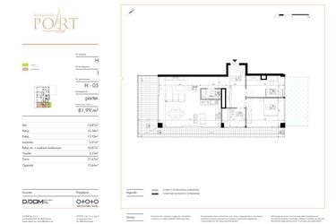 Rzut - Mieszkanie na sprzedaż 3 pokoje o powierzchni 81,99 m² - numer H_5 w Warmiński Port etap V
