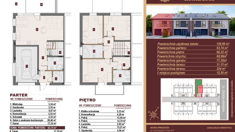Rzut - Dom na sprzedaż 4 pokoje o powierzchni 129,96 m² - numer 23/1 w Dzielnica Hrabska etap IV