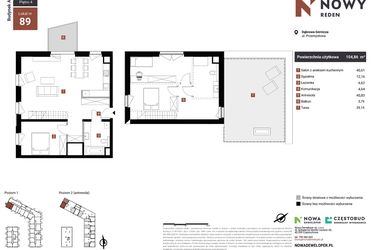 Rzut - Mieszkanie na sprzedaż 4 pokoje o powierzchni 104,86 m² - numer A89-I w Nowy Reden