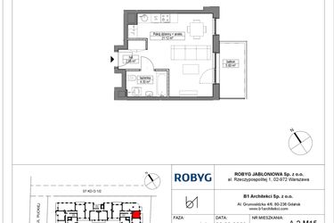 Rzut - Mieszkanie na sprzedaż 1 pokój o powierzchni 28,41 m² - numer A.2M15 w Dobre Miejsce