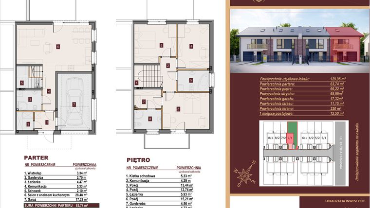Rzut - Dom na sprzedaż 4 pokoje o powierzchni 129,96 m² - numer 7/1 w Dzielnica Hrabska
