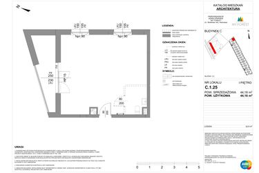 Rzut - Mieszkanie na sprzedaż 1 pokój o powierzchni 44,18 m² - numer C.1.25 w My Forest - Apartamenty inwestycyjne
