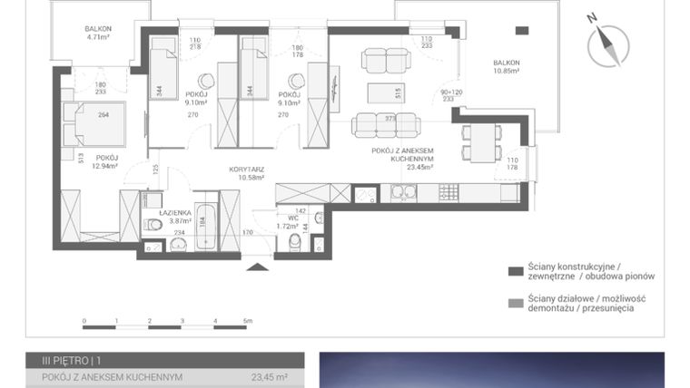 Rzut - Mieszkanie na sprzedaż 4 pokoje o powierzchni 70,76 m² - numer M16 w Apartamenty Przystań bud. F