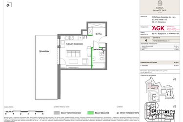 Rzut - Mieszkanie na sprzedaż 1 pokój o powierzchni 39,4 m² - numer NN-B-LM-04 w Nowa Nakielska by PHN