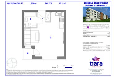 Rzut - Mieszkanie na sprzedaż 1 pokój o powierzchni 29,71 m² - numer 25 w Osiedle Janowiecka