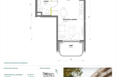 Rzut - Mieszkanie na sprzedaż 1 pokój o powierzchni 25,95 m² - numer A/2/61 w Skorosze Vita