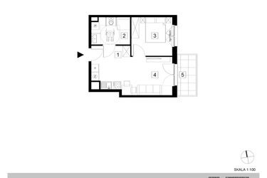 Rzut - Mieszkanie na sprzedaż 2 pokoje o powierzchni 36,05 m² - numer A1-1-9 w Hipoteczna Park