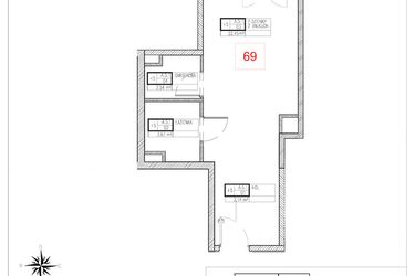 Rzut - Mieszkanie na sprzedaż 1 pokój o powierzchni 30,8 m² - numer A5.1 w Rezydencja Ogród Saski etap I i II