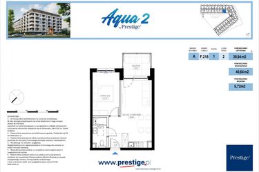 Rzut - Mieszkanie na sprzedaż 2 pokoje o powierzchni 38,94 m² - numer F.218 w Bel Mare (Międzyzdroje)