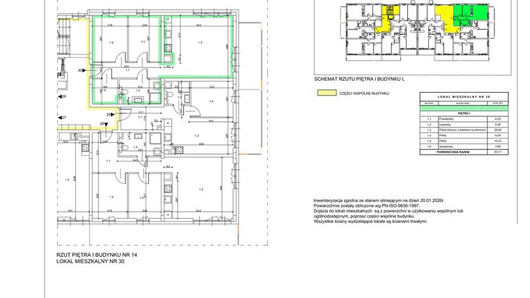 Rzut - Mieszkanie na sprzedaż 3 pokoje o powierzchni 63,11 m² - numer B10 w Lwowska 14