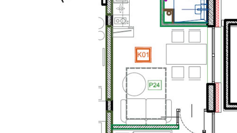 Rzut - Mieszkanie na sprzedaż 2 pokoje o powierzchni 29,43 m² - numer K.01 w Enklawa Polany etap II