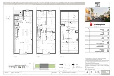 Rzut - Dom na sprzedaż 4 pokoje o powierzchni 86,95 m² - numer C.6 w Nova Wola Park