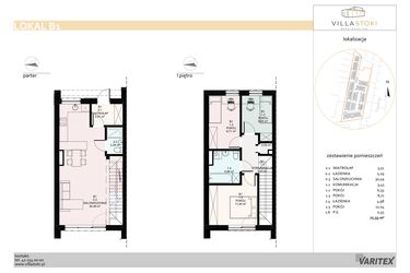 Rzut - Dom na sprzedaż 4 pokoje o powierzchni 71,55 m² - numer B1 w Villa Stoki (domy)