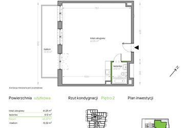 Rzut - Lokal użytkowy na sprzedaż 1 pokój o powierzchni 65,3 m² - numer II/F/U07 w Bochenka Vita