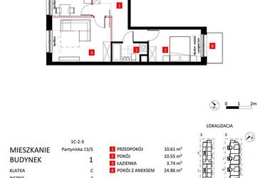 Rzut - Mieszkanie na sprzedaż 2 pokoje o powierzchni 48,95 m² - numer AJ_13/5 w Apartamenty Jeździecka