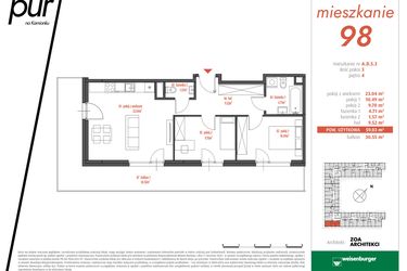 Rzut - Mieszkanie na sprzedaż 2 pokoje o powierzchni 41,36 m² - numer AD5.2 w PUR