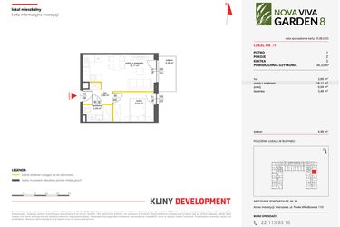 Rzut - Mieszkanie na sprzedaż 2 pokoje o powierzchni 34,33 m² - numer 74 w Nova Viva Garden 8