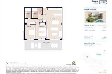 Rzut - Mieszkanie na sprzedaż 2 pokoje o powierzchni 88 m² - numer 7-PO-B w Zenity Azure