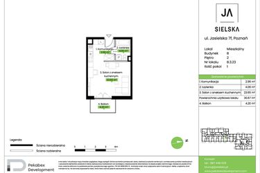 Rzut - Mieszkanie na sprzedaż 1 pokój o powierzchni 30,67 m² - numer B.3.23 w JA_SIELSKA V