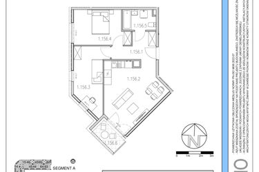 Rzut - Mieszkanie na sprzedaż 2 pokoje o powierzchni 56,9 m² - numer 156 w Osiedle Solne etap II