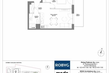 Rzut - Mieszkanie na sprzedaż 2 pokoje o powierzchni 40,05 m² - numer H1_2M04 w Piątkowo Residence etap II