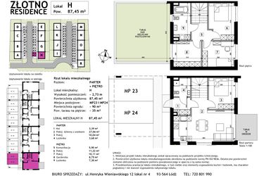 Rzut - Mieszkanie na sprzedaż 5 pokoi o powierzchni 87,45 m² - numer H w Złotno Residence