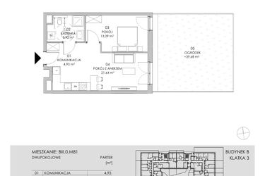 Rzut - Mieszkanie na sprzedaż 2 pokoje o powierzchni 45,78 m² - numer BIII.0.M81 w Przewóz 42 ATAL II