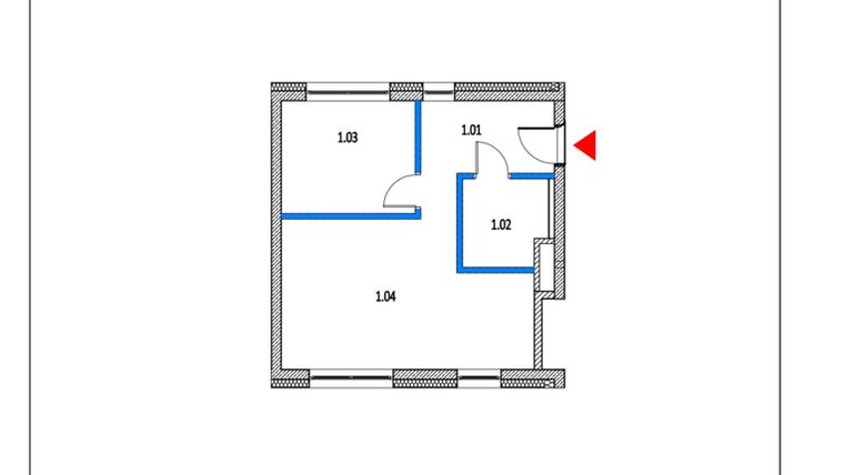 Rzut - Mieszkanie na sprzedaż 2 pokoje o powierzchni 41,83 m² - numer 7 w Garbary 68